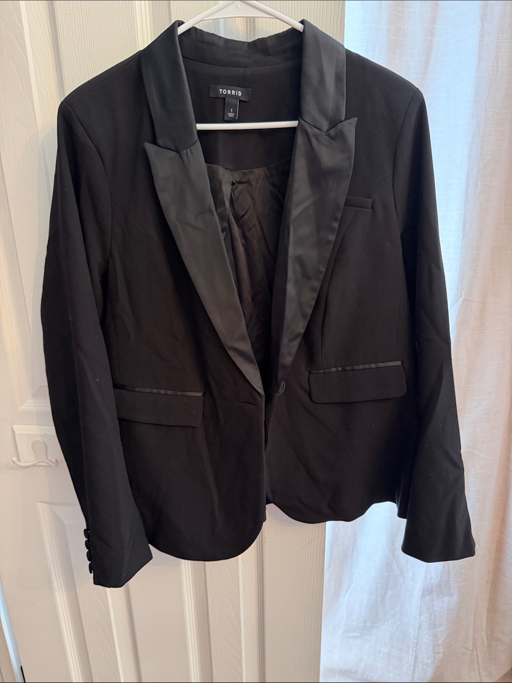 torrid Black Satin-Lapel Blazer Jacket